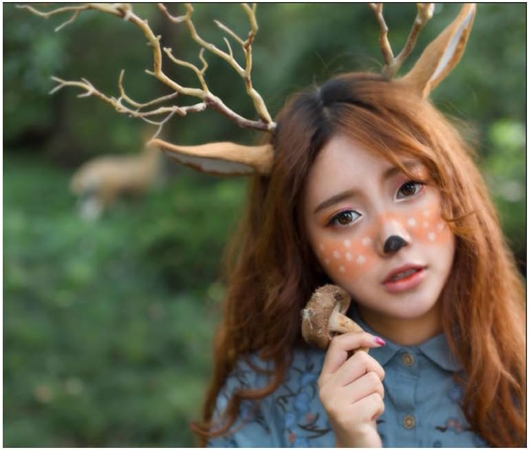 Tree branch Reindeer Antlers Headband Elk Deer Ear Horn Handmade Forest Animal Photography Cosplay Christmas Easter…