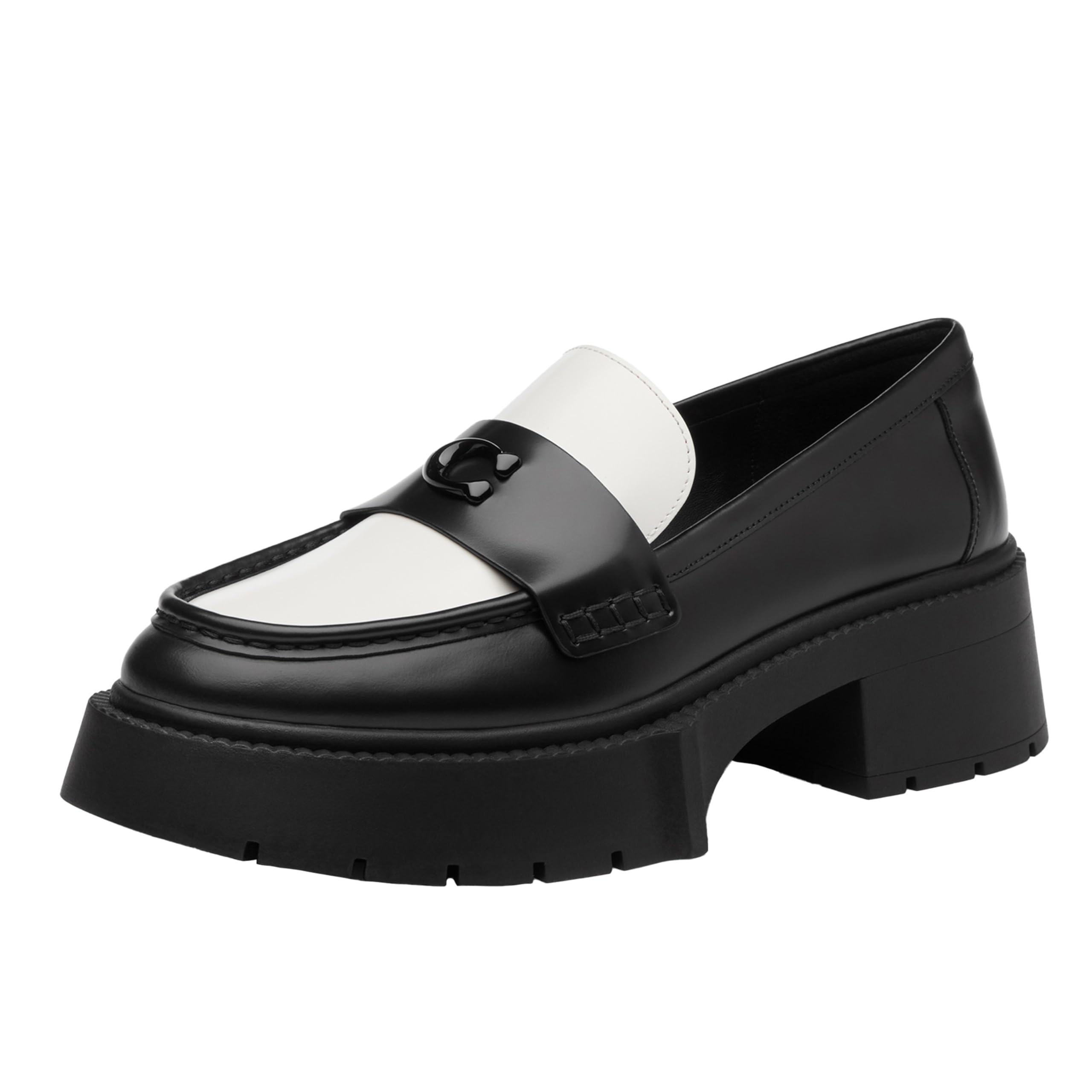 Photo 1 of Coach Women's Leah Platform Loafer, Black/Optic White, 9