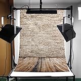 Mohoo 3x5ft Silk Photography Background Beige Brick Wooden Floor Photography Backdrop Studio Props (Updated Materal)