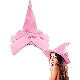 gagift world Witch Hat, 18IN Pink Wizard Hat with Big Bow for Witch Costume, Cute Cosplay Accessories for Halloween Costume Party Christmas Masquerade Carnivals