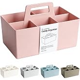 Multipurpose Caddy Organizer with Handle Plastic Desk Storage, Pink | Portable Art Supply Organizer with Removable Divider, S