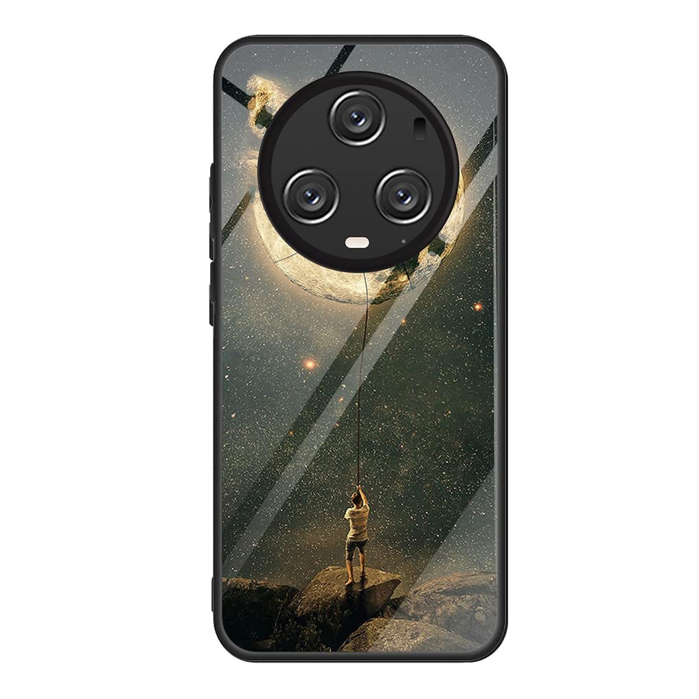 SEAHAI Case for Honor Magic 5 Pro (Magic5 Pro), Ultra Thin Elegant Painted Pattern Tempered Glass Hard Back & Soft Silicone TPU Bumper Hybrid Shockproof Cover, Star fantasy