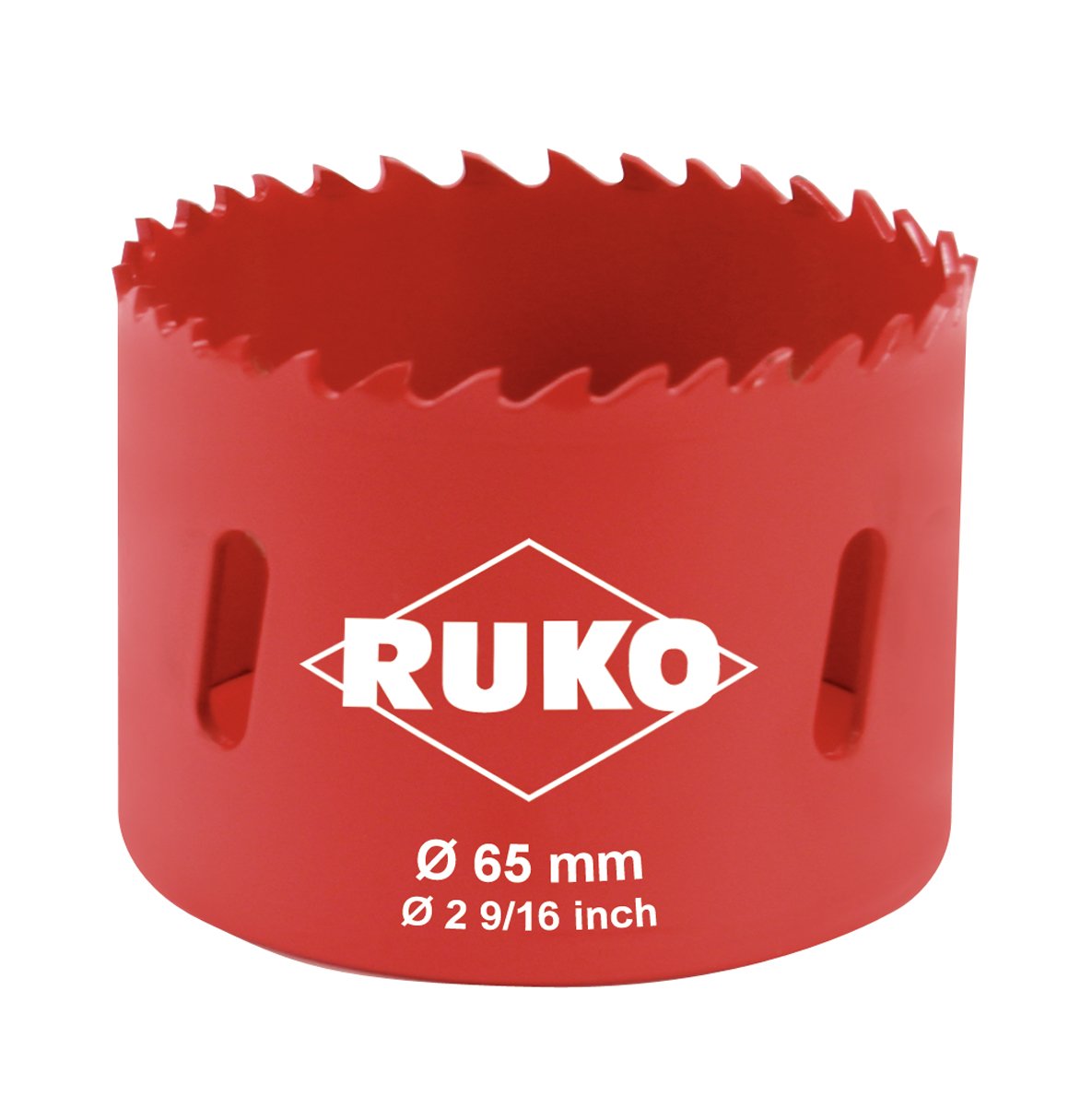 Ruko HSS Bi-Metal Hole Saw with Varied Toothing, Red Finish, 65 mm Diameter, R106065