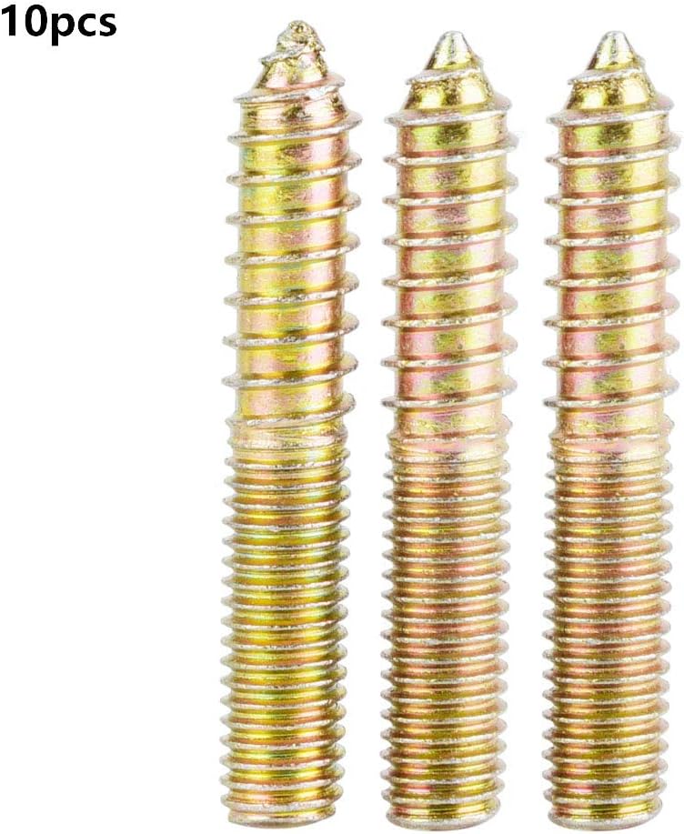 10pcs 10 * 60mm Hanger Bolts Dowel Screw Iron Double Ended Screw Zinc Plating Coarse Thread