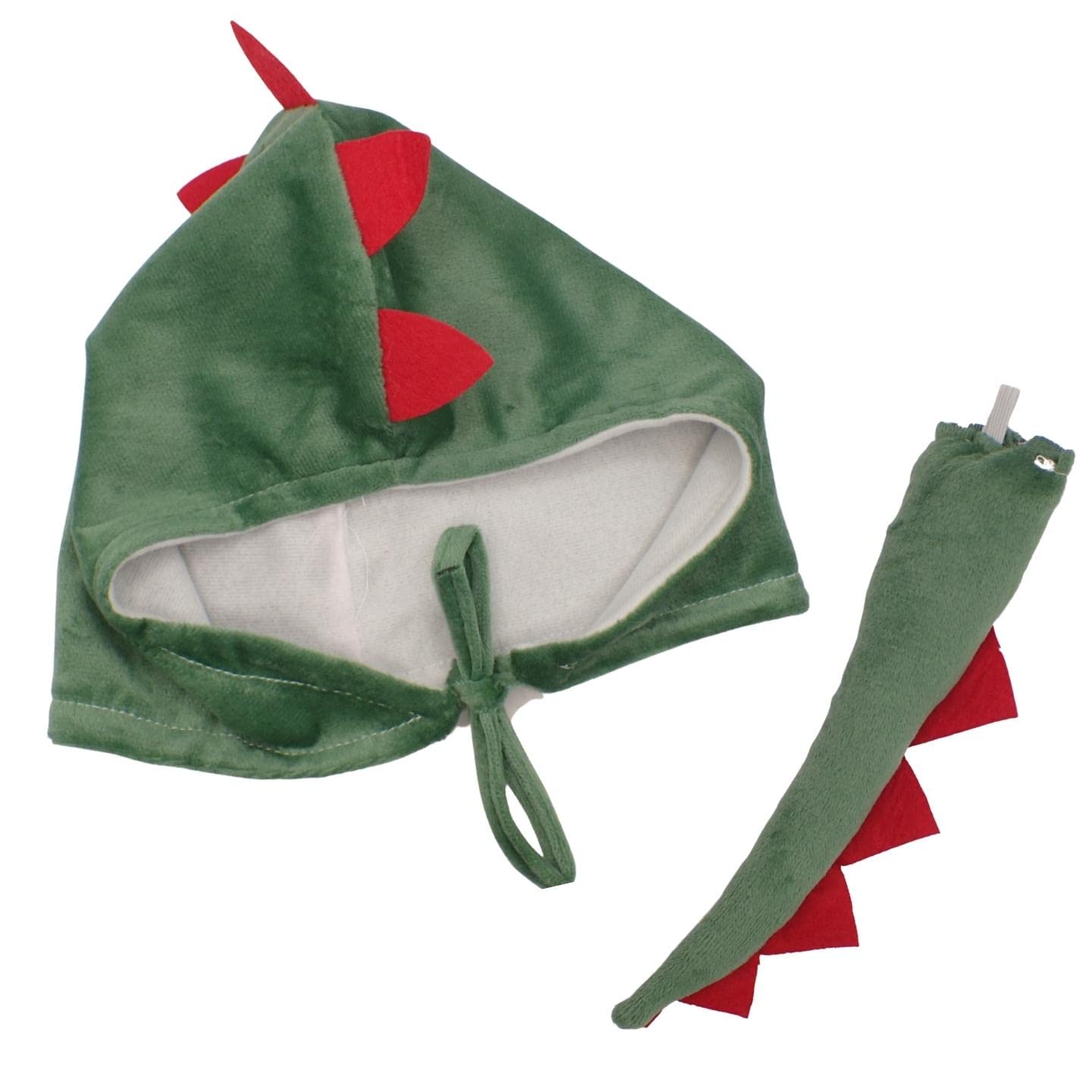 Topkids Accessories Unisex Dinosaur Dragon Mask for Boys & Girls, Dragon Headband Accessory, Dino Mask & Tail Adult Dragon Costume, Crocodile Hat, Lizard Dress Up Dinosaurs (Green Dino Hat & Tail)