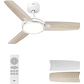 Dreo Ceiling Fans with Lights and Remote, 42'' White Ceiling Fan, 5CCT, 6-Level Dimmable, 6 Speeds, Quick-install, Quiet Reversible DC Motor, 1-4-8H Timer, Bedroom Ceiling Fan