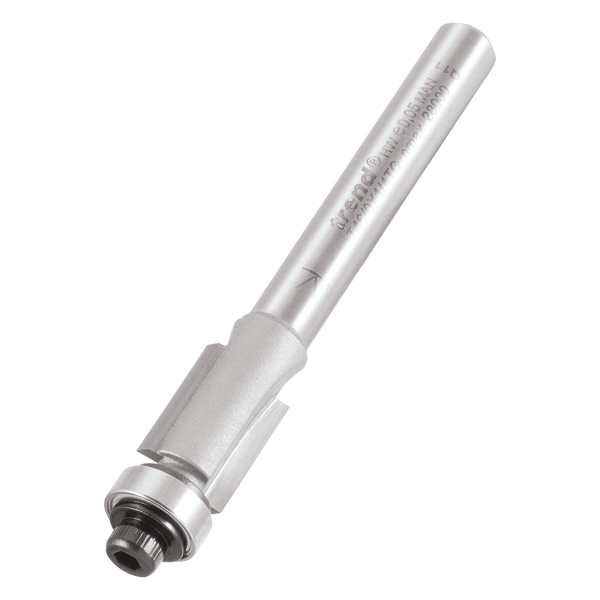 Trend Professional Bearing Guided Trimming Cutter, 1/4 Inch Shank, 9.5mm Diameter, 12.7mm Cut, 90-Degree, Tungsten Carbide Tipped, T46/0X1/4TC