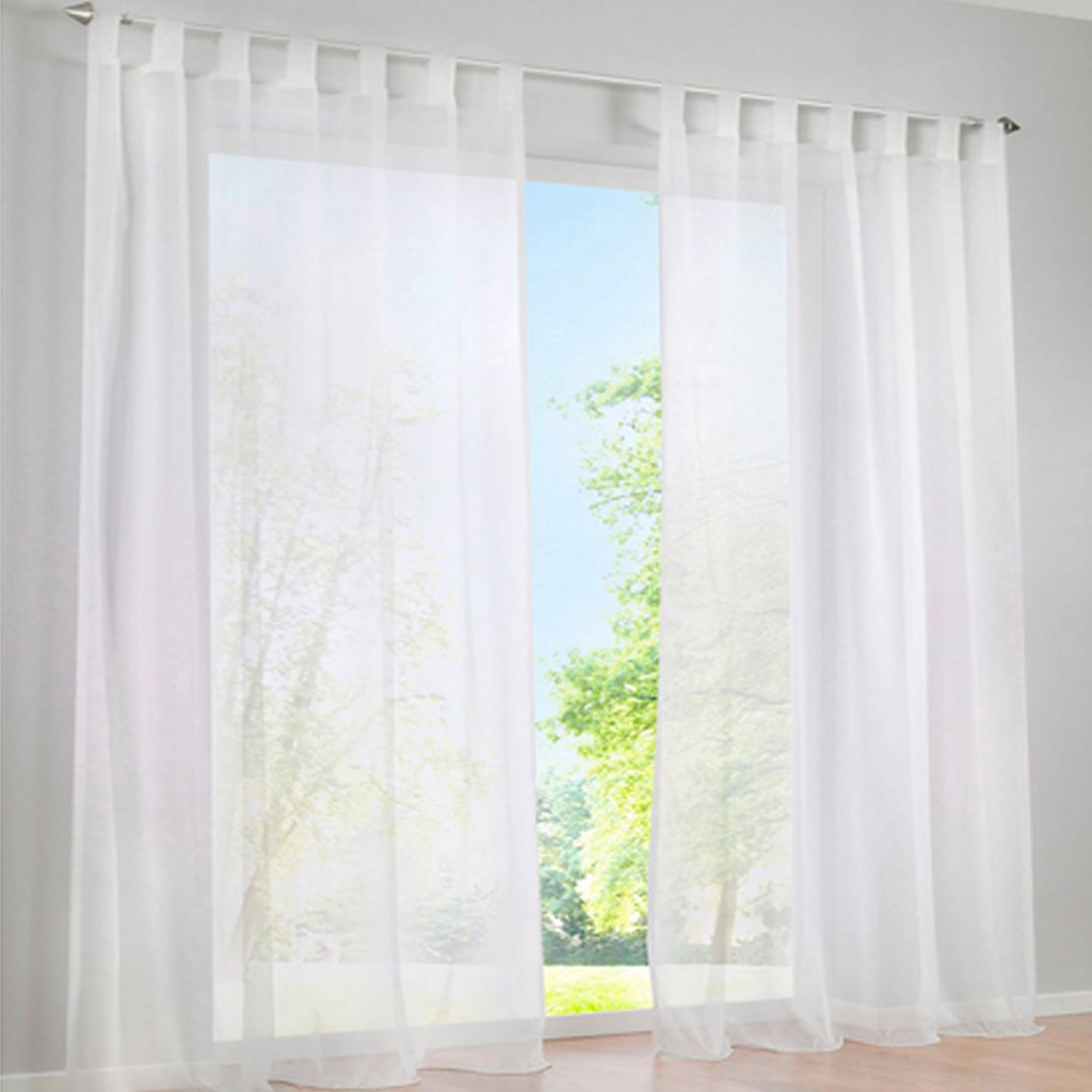 SIMPVALE 2 Pieces Voile Curtains Transparent Sheers for Windows and Balcony, White, Width 140cm — image 1