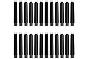 BEILUNER Fountain Pen Set Ink Cartridges Black Color, Value Pack of 24 Refill Ink Cartridges, 2.6 mm Bore Diameter- Preppy Combo for Fine Writing