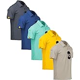 ZITY 5 Pack Mens Polo Shirt Short Sleeve Sports Golf Tennis T-Shirt Moisture-Wicking Summer Shirts
