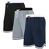OPALOS 3 Pack Basketball Shorts for Men with Zipper Pockets,Active Athletic Shorts