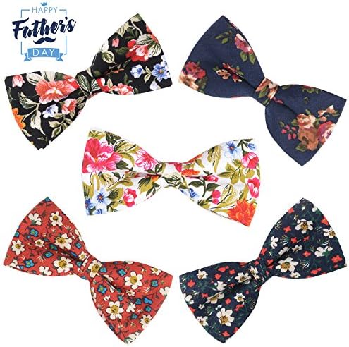 5 PC Mens Assorted Pattern Pre-Tied Adjustable Neck Tie Bowties