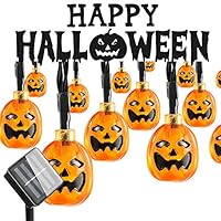 Hsctek Solar String Light,Halloween Indoor/Outdoor Decorative Lights for Room, Patio, Garden, Gate, Yard, Parties(20ft,25 LED)(Warm,Jack-o