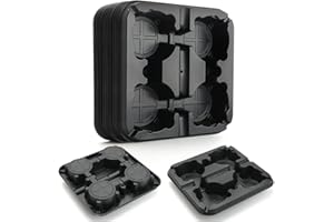 ROOTRIMMER 4 Cell Round Nursery Pot Trays for 5-6 Inch Pots, Thickened Sturdy Seedling Pot Shuttle Tray, Durable Nursery Pots Carrying Tray for Holding 5-6 inch Plastic Plant Pots (12.6" Square, 10-Pack)