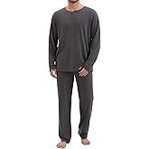 Navisting Mens Pajamas Set Comfy Pj Sets Long Sleeve Pajamas Cotton 2-Piece Loungewear Nightwear with Pockets