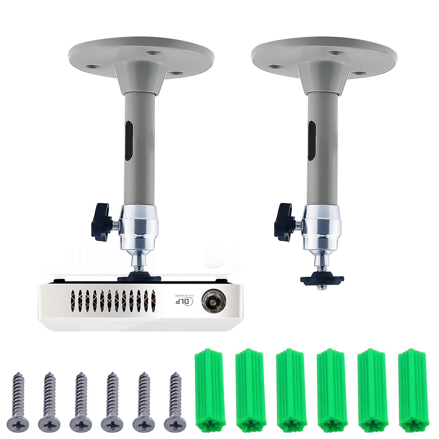 Prmape 2 Pcs Mini Projector Bracket, Universal Projector Ceiling Mount, 360 Degree Swivel Mount Holder for Ceiling Mounted, Wall Mounted, Tabletop Stand