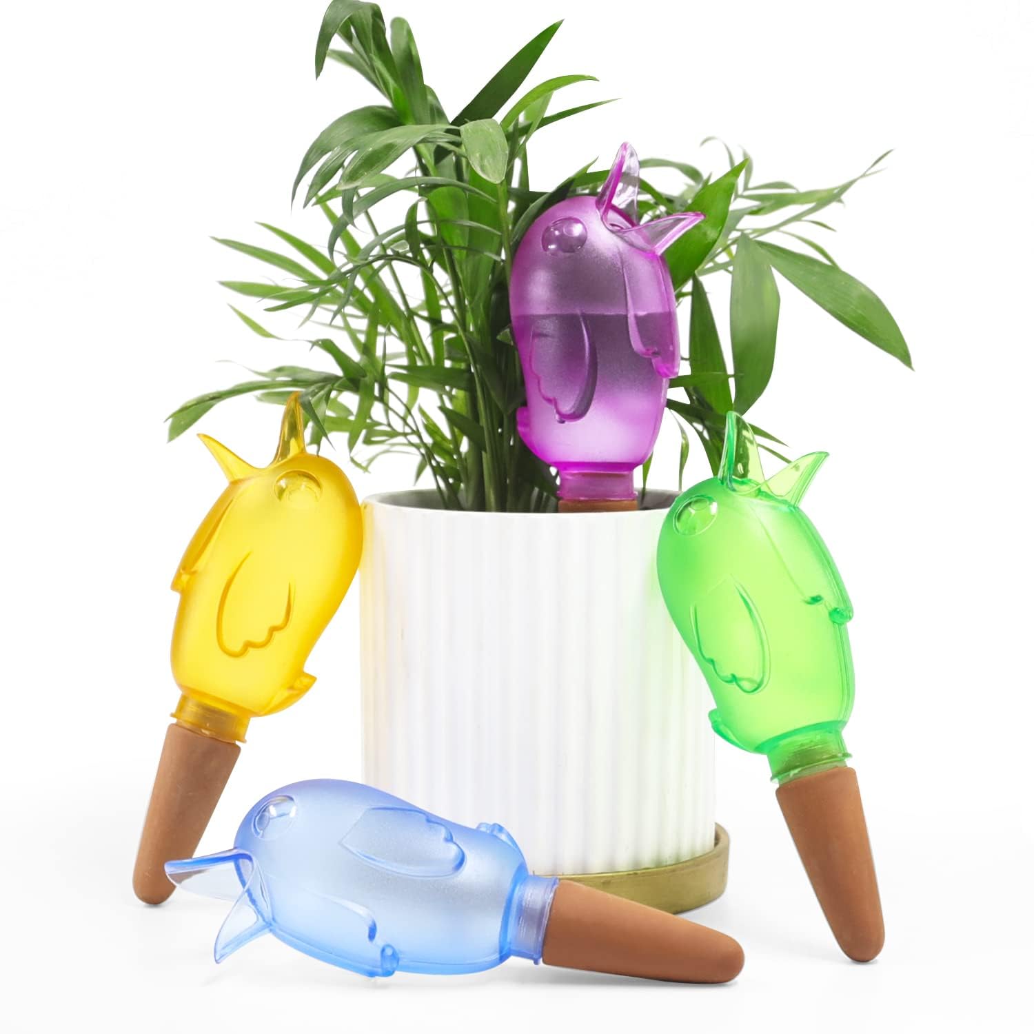 Pricetail Self Watering Spike Planter Drip Irrigation Watering Spikes Moist Roots for Plant Healthier Self Watering Plant Automatic Dripper Watering Bird Reservoir 4 Packs