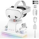 GEEKERA Charging Dock for Meta Quest 3S/Oculus Quest 3S, VR Headset & Controllers Charging Stand with RGB LED Light [On/Off],