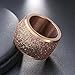 INRENG Women's Stainless Steel Ring Shiny Sequins Pave Sandblast Wide Wedding Band Rose Gold Size 7
