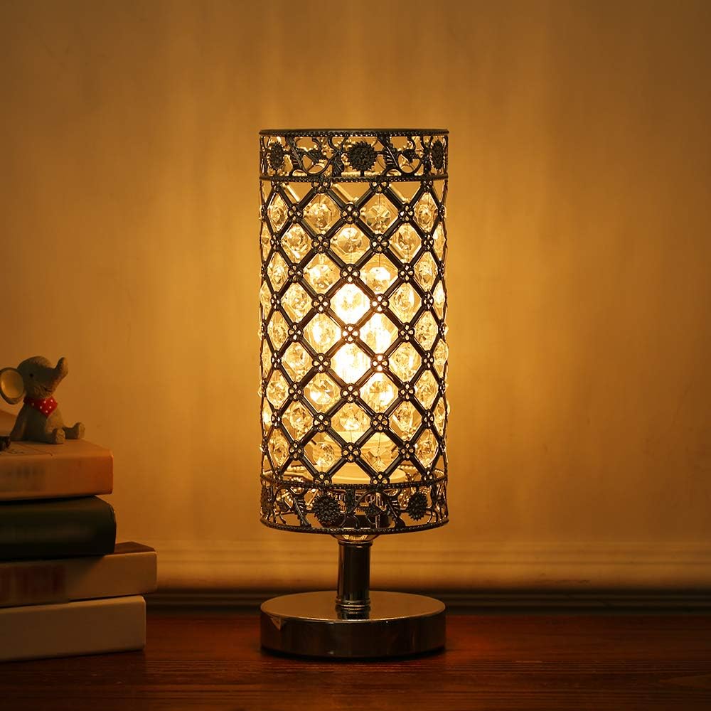 Tomshine Crystal Bedside Table Lamp Sliver Bedroom Nightstand Light Modern E27 Lamp for Living Room,Guest Room,Dresser Table Decoration - Image 3