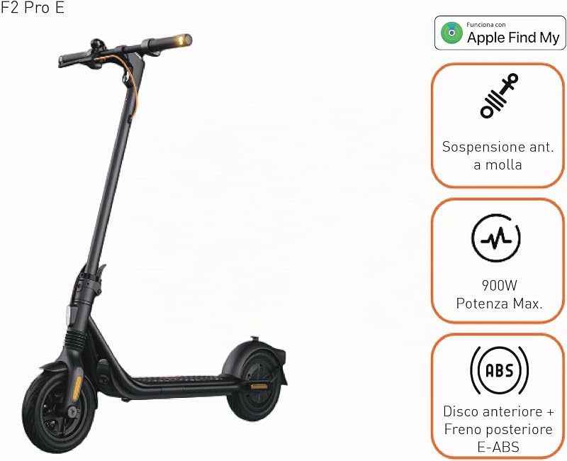 , Patinete eléctrico, Modelo F2 Pro E para Adultos, 25 km/h de Velocidad máxima, ​​55 km de autonomía, Intermitentes, Suspensión Delantera