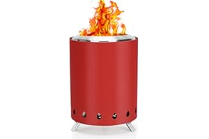 ZCHLPTZUP Smokeless Fire Pit, Stainless Steel Table Top Fire Pit, Outdoor Wood Burning Portable Fire Pit with Portable Storage Bag, Removable Ash Pan, Low Smoke Mini Fire Pit for Garden Bonfire Picnic-Red