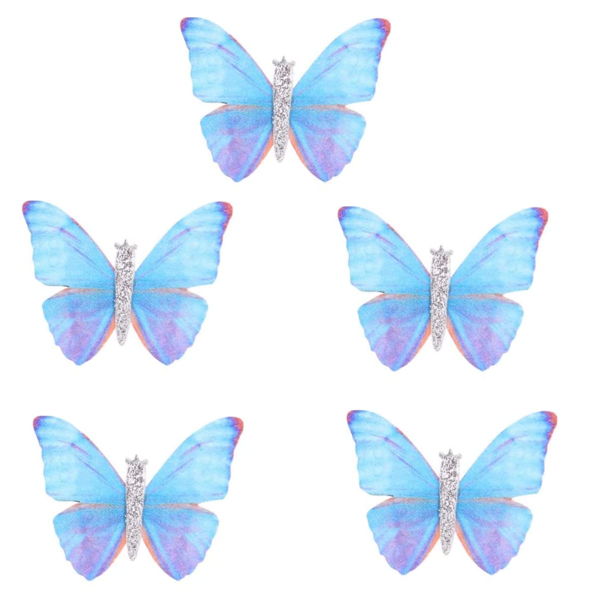 JLEivvi 5 Pcs Mini Butterfly & Fairy Bobby Pin Hair Accessories - Lady Hair Clips for Girls & Women - Wedding & Party Bride (Blue)