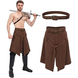 Koalswm Medieval Waist Armor Steampunk Wide Belt Men Warriors Knights Skirt for LARP