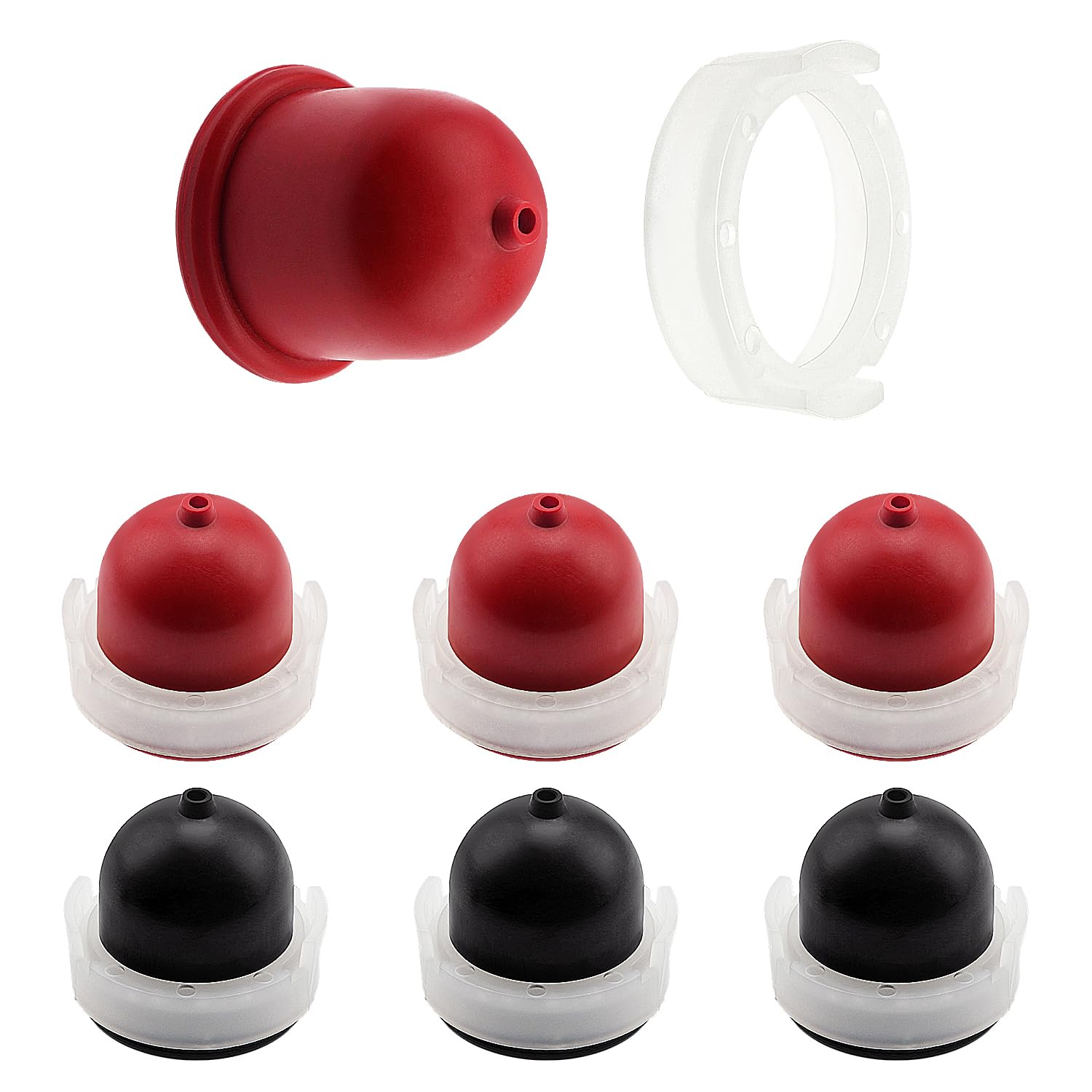 VooGenzek 6 PCS Carburettor Primer Bulb Compatible with Briggs & Stratton Engines 694395 496115 4180 5085 Lawn Mowers Parts (Red + Black)