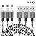 Lightning Cable COCOFU(3Pack )3FT/1 meter Extra Long Nylon 8 pin USB Lightning iPhone Charger Cord Compatible with Apple iPhone 7/7 Plus/6/6 Plus/6s/6s Plus/5/5s/5c/SE/iPad(Black+Gray)