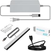 GLCONN 4-in-1 Replacement Set Game Accessories for Nintendo Wii Games | Wii to HDMI Adapter with HDMI Cable + Wii Wired Motion Sensor Bar + Wii Power Cord Power Supply Adapter for Wii Console