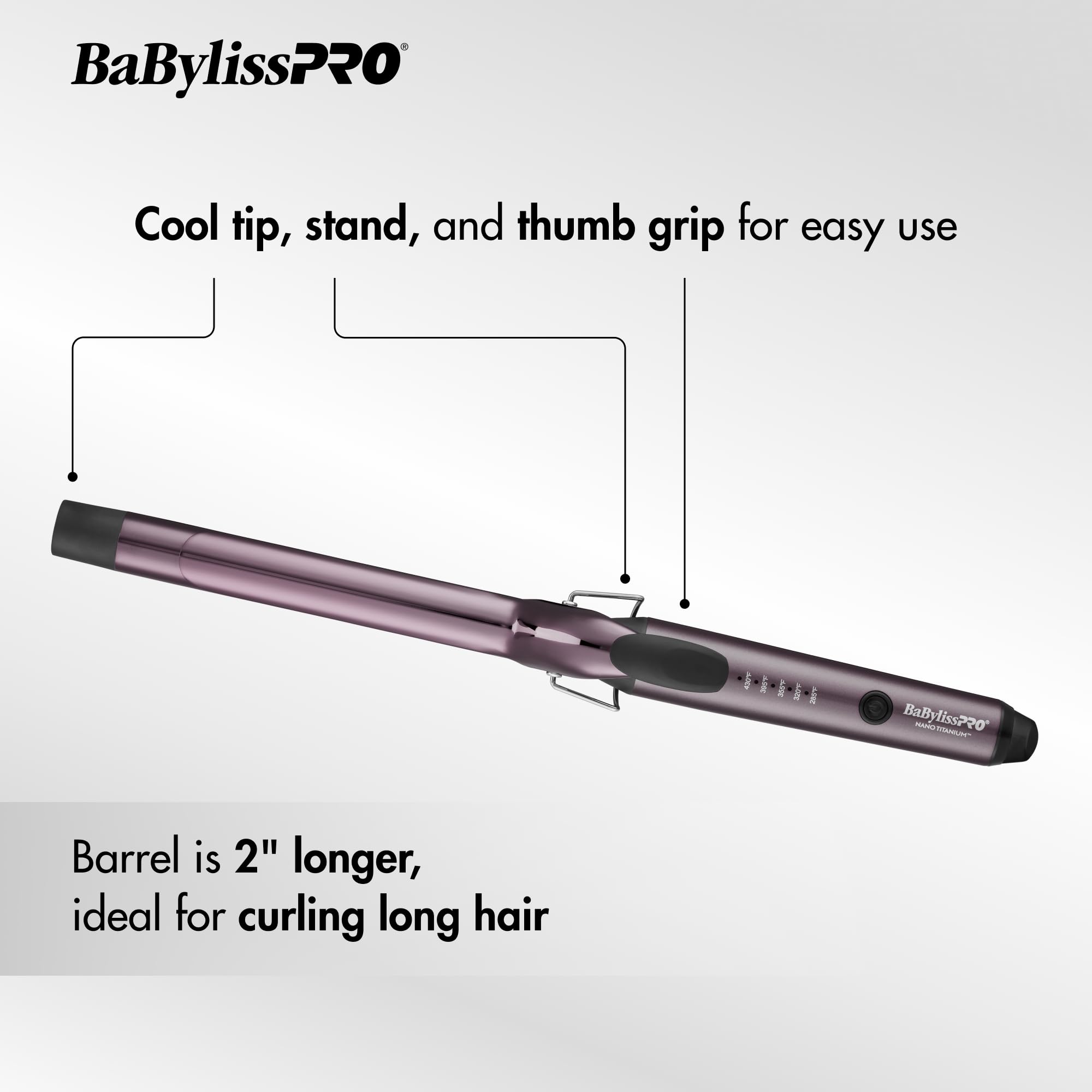 BaBylissPRO Nano Titanium Professional Curling Iron with Extended Barrel Perfect for Longer Hair