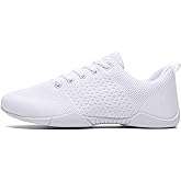 TWDKCHER Youth Cheer Shoes Girls White Cheerleading Shoes Dance Athletic Training Breathable Fabric Dancing Lightweight Competition Comfortable Sport Kids Girls Cheer Sneakers