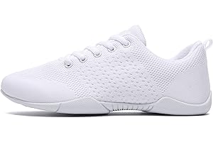 TWDKCHER Youth Cheer Shoes Girls White Cheerleading Shoes Dance Athletic Training Breathable Fabric Dancing Lightweight Competition Comfortable Sport Kids Girls Cheer Sneakers