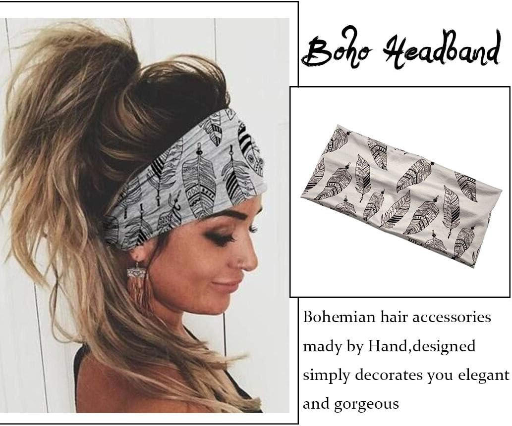 Zoestar Boho Headbands Wide Hairband Elastic Turban Head Wraps for Women and Girls (Pack of 3), Multicolor, 1 count (Pack of 3) - Image 5