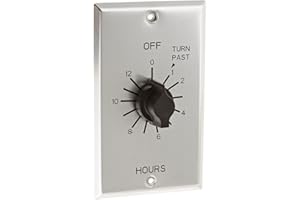 NSI TORK C512H Spring-Wound in-Wall Twist Timer with Commercial Style Metal Plate and 12-Hour Length for Automatic Shutoff of Motors or Lights