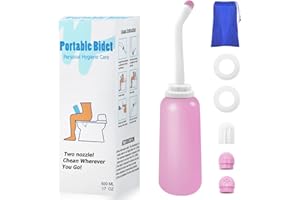 RUFCRIL Peri Bottle, Portable Travel Bidet with Bag, TPE Material Can Be Boiled, 17oz/500ml with 2 Sealing Rings,Essentials for Postpartum Perineal Care,Hemorrhoid Treatment,and Baby(Pink)