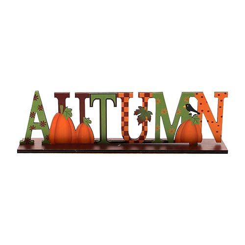 1 Pcs Autumn Decor Wood Sign,Wooden Thanksgiving Sign with Pumpkin and Maple Leaf Designs,Rustic Harvest Table Centerpiece for Harvest Fall Autumn Decorations Home Office Mantle Tiered Tray
