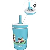 Zak Designs Bluey Kelso Toddler Cups For Travel or At Home, 12oz Vacuum Insulated Stainless Steel Sippy Cup With Leak-Proof Design is Perfect For Kids (Bluey, Bingo, Grandad Mort)