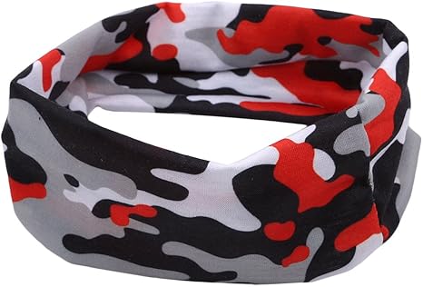 Amazon Co Jp Letianp ヘッド ヘアバンド アウトドアバンダナ スポーツターバン 汗止め 迷彩柄 薄型 幅広 伸縮性 男女兼用 メンズ 6赤 ホーム キッチン