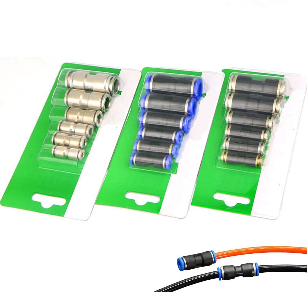3 Packs Air Hose Tube Straight Pneumatic Push In Connectors Quick fittings Set