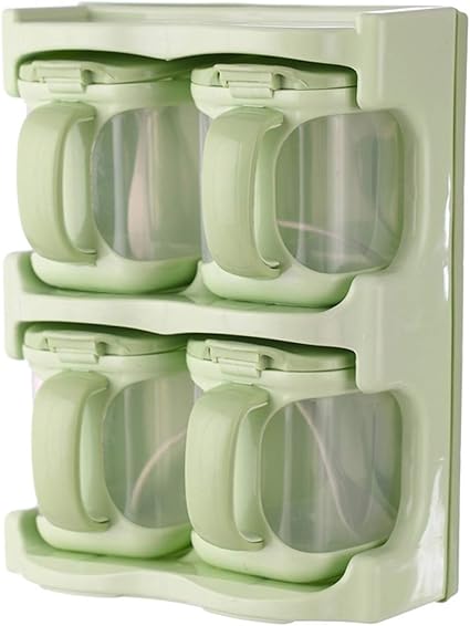 Amazon 帆 Spice Jarの組み合わせ調味料ラック4調味料 青 緑 ピンク Color Green 帆 調味料 スパイスラック