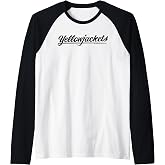 Yellowjackets Black Text Logo Raglan Baseball Tee