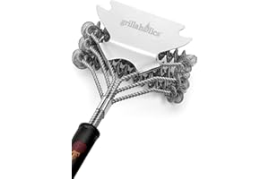 Grillaholics Grill Brush for Outdoor Grill - Safe Bristle Free BBQ Brush with Built-In Scraper – The Perfect Grilling Accessory for Cleaner Grilling