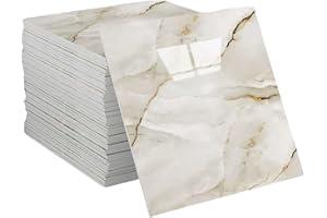 Ochine 10pcs Marble Peel and Stick Backsplash Waterproof Washroom Wall Panels, Peel and Stick Backsplash Tile, 12"x12" Self A