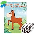 Pin The Tail On The Horse Game for Kids Large Horse Poster Games for Boys/Girls Birthday Party Decorations Horse Party Games 
