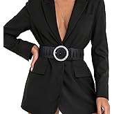 WHIPPY Wide Belts for Women with Fashion Round Gold Buckle Vintage Ladies Braided Wide Waist Belts for Dresses Coats