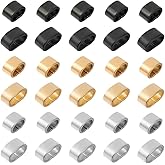 UNICRAFTALE 48pcs 3 Colors 2 Sizes Electrophoresis Stainless Steel Rectangle Slide Charm Large Hole Leather Cord Slider Loose Beads Wristband Locking Clips Beads Link Connector for Jewelry Making