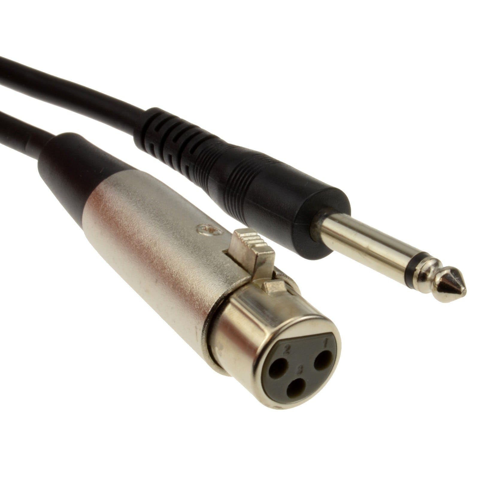 kenable 6.35mm Mono Jack Plug to XLR Socket Microphone Cable for Studio Recording and Live Sound - 3m Black