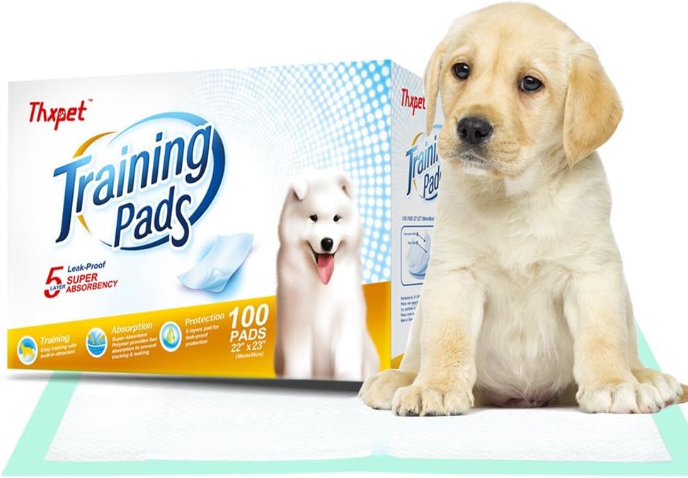 Thxpet Puppy Pads Super Absorbent Leak-Proof 100 Count Dog Pee Training Pads 22 x 23 inch